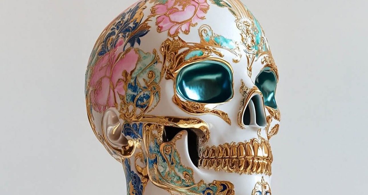 Gilded Floral Skull: Opulent Elegance Unleashed